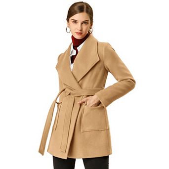 Women's Elegant Shawl Collar Lapel Belted Long Trenchcoat