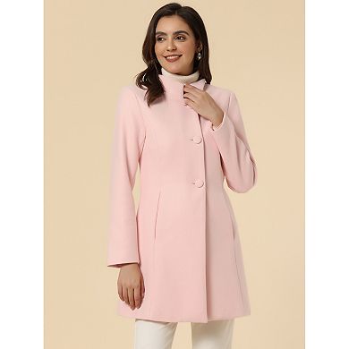 Women's Winter Stand Collar Long Sleeve Single Breasted Long Overcoat