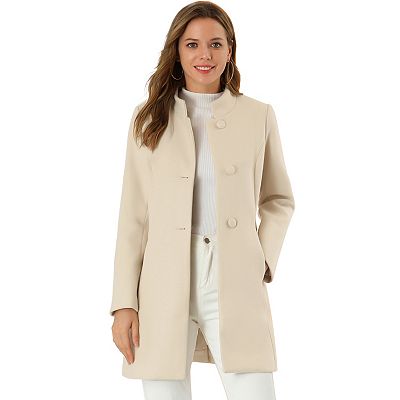 Women's Winter Stand Collar Long Sleeve Single Breasted Long Overcoat