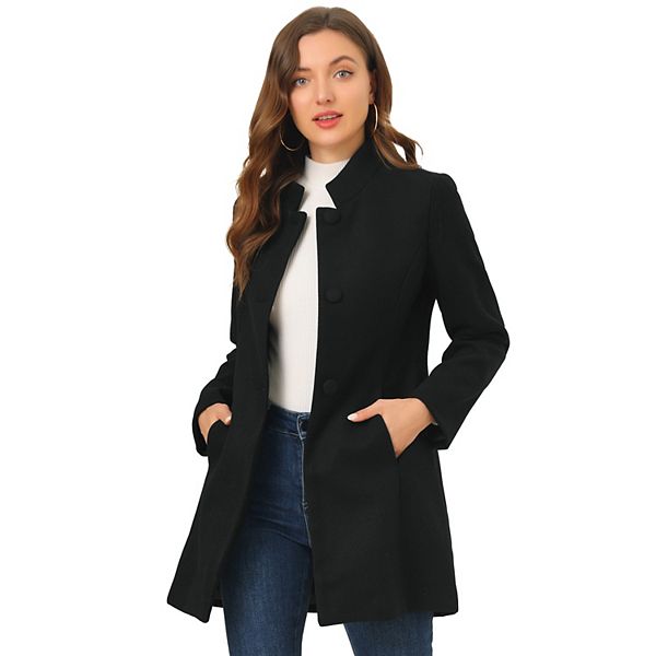 Women's Winter Stand Collar Long Sleeve Single Breasted Long Overcoat