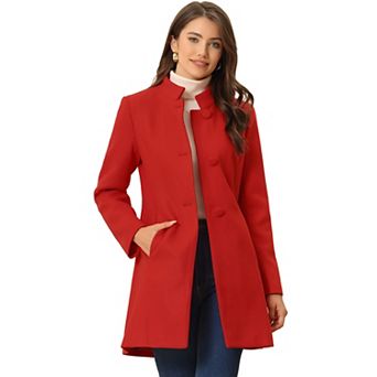 Women's Winter Stand Collar Long Sleeve Single Breasted Long Overcoat