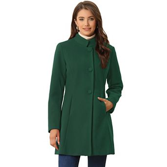 Women's Winter Stand Collar Long Sleeve Single Breasted Long Overcoat