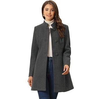 Women's Winter Stand Collar Long Sleeve Single Breasted Long Overcoat