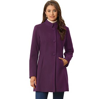 Women's Winter Stand Collar Long Sleeve Single Breasted Long Overcoat