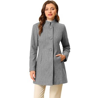 Women's Winter Stand Collar Long Sleeve Single Breasted Long Overcoat