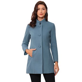 Women's Winter Stand Collar Long Sleeve Single Breasted Long Overcoat