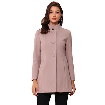 Women's Winter Stand Collar Long Sleeve Single Breasted Long Overcoat