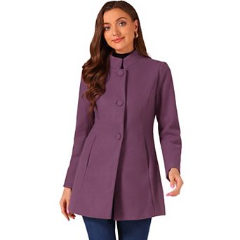 Women's Winter Stand Collar Long Sleeve Single Breasted Long Overcoat