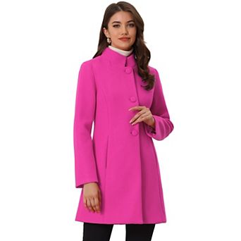 Women's Winter Stand Collar Long Sleeve Single Breasted Long Overcoat
