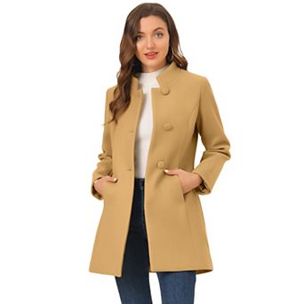Women's Winter Stand Collar Long Sleeve Single Breasted Long Overcoat