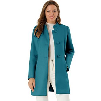 Women's Winter Stand Collar Long Sleeve Single Breasted Long Overcoat
