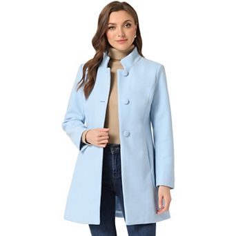 Women's Winter Stand Collar Long Sleeve Single Breasted Long Overcoat