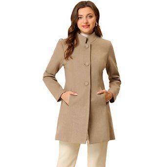 Women's Winter Stand Collar Long Sleeve Single Breasted Long Overcoat