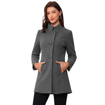 Women's Winter Stand Collar Long Sleeve Single Breasted Long Overcoat