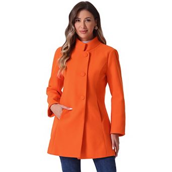 Women's Winter Stand Collar Long Sleeve Single Breasted Long Overcoat