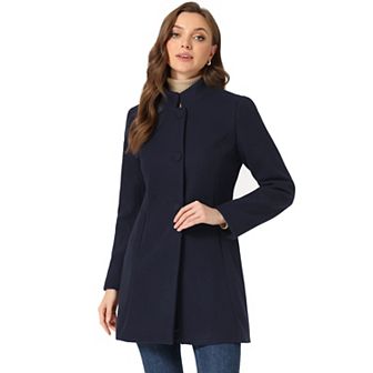 Women's Winter Stand Collar Long Sleeve Single Breasted Long Overcoat