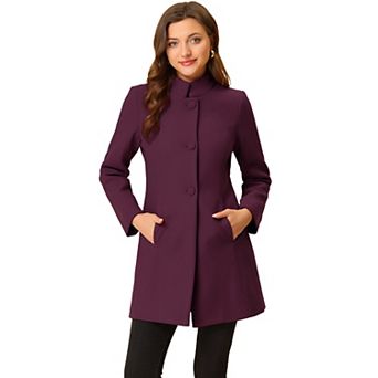 Women's Winter Stand Collar Long Sleeve Single Breasted Long Overcoat