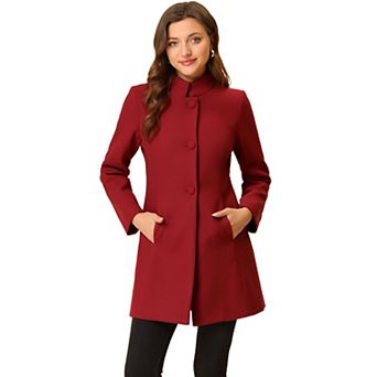 Women's Winter Stand Collar Long Sleeve Single Breasted Long Overcoat