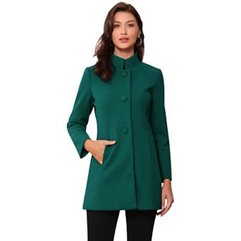 Women's Winter Stand Collar Long Sleeve Single Breasted Long Overcoat