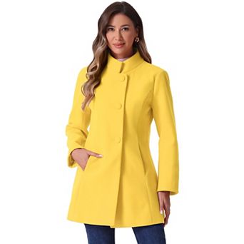 Women's Winter Stand Collar Long Sleeve Single Breasted Long Overcoat