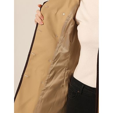 Women's Double Breasted Stand Collar Long Sleeve Winter Long Trenchcoat