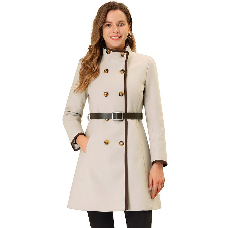 Plus Size Excelled Double-Breasted Faux-Wool Trench Coat