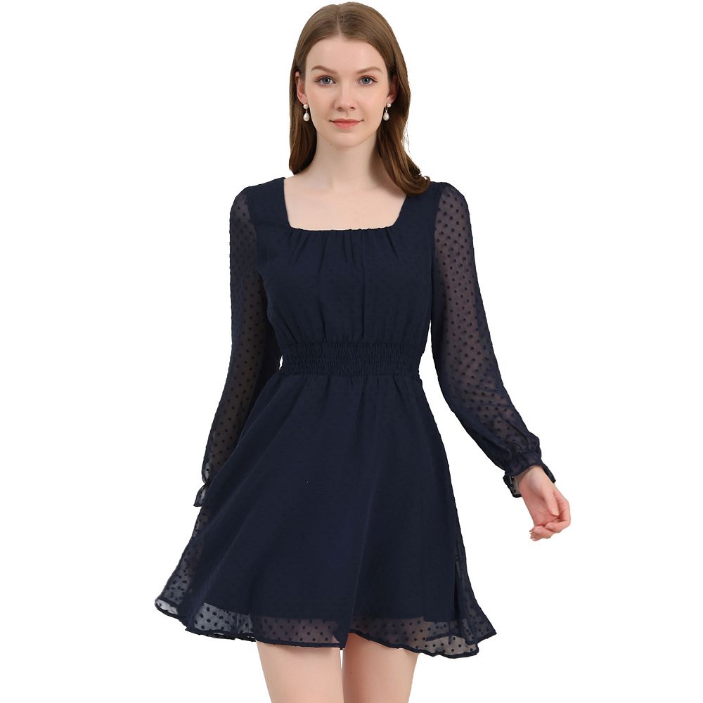 Cute Double Bows Straps Square Neck Chiffon Dresses with Slit Moss