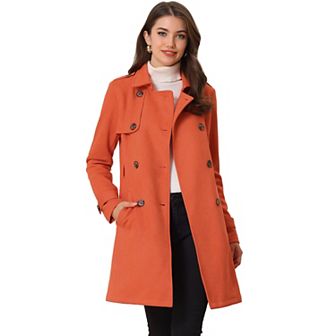 Women's Notched Lapel Double Breasted Faux Suede Trenchcoat