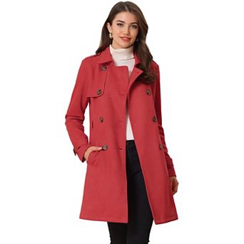 Women's Notched Lapel Double Breasted Faux Suede Trenchcoat