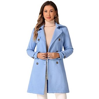 Women's Notched Lapel Double Breasted Faux Suede Trenchcoat
