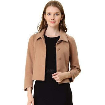 Women's Elegant Button Down Point Collar Short Bomber Jacket