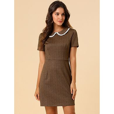 Women's Short Sleeve Contrast Collar Stretchy Casual Dress