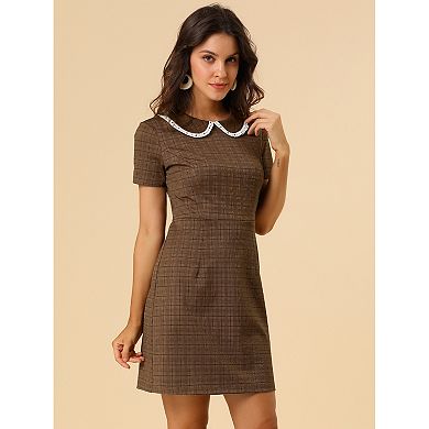 Women's Short Sleeve Contrast Collar Stretchy Casual Dress
