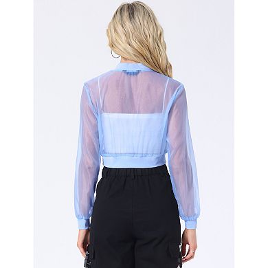 Crop Bomber Jacket for Women's Casual Lightweight Zip Up Jackets