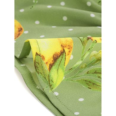 Women's Spaghetti Strap Bowknot Lemon Dotted Summer Dress