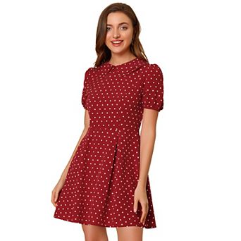 Women's Puffy Sleeve Dresses Peter Pan Collar Chiffon Mini Dress
