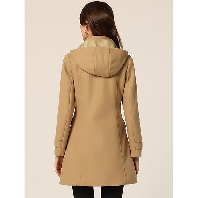 Women's Stand Collar Hooded Double Breasted Winter Long Overcoat