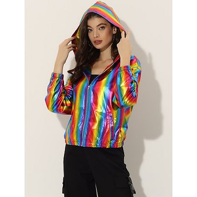 ジャケット・アウター Rainbow LZLRUN Rainbow Reflective Coat Hooded Windbreaker Fashion