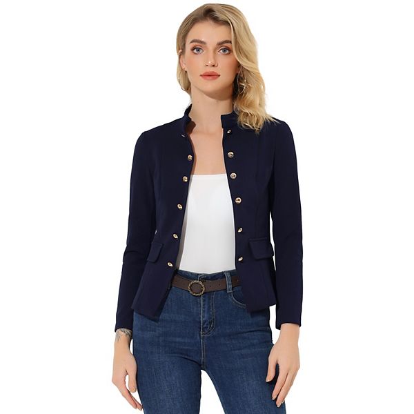 Women's blazer with stand-up collar and button details main image 0