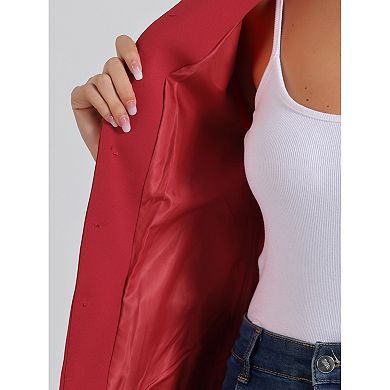 Women's Vintage Stand Collar Open Front Button Decor Casual Blazer Jacket