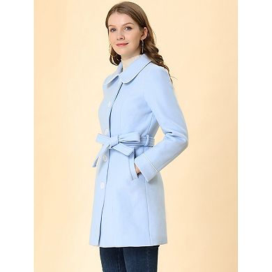 Women's Winter Elegant Contrast Color Lapel Collar Long Trench Coat