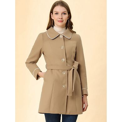 Women's Winter Elegant Contrast Color Lapel Collar Long Trench Coat