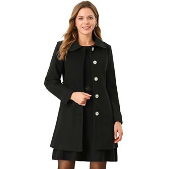 Women's Winter Elegant Contrast Color Lapel Collar Long Trench Coat