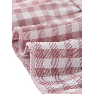 Women's Gingham Print Ruffled Doll Collar Mini Dress