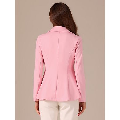 Women's Turn Down Collar Open Front High-Low Hem Gothic Peplum Blazer