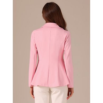 Women's Turn Down Collar Open Front High-low Hem Gothic Peplum Blazer