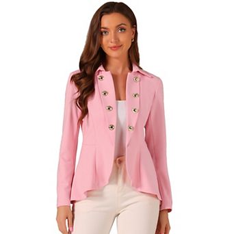 Women's Turn Down Collar Open Front High-low Hem Gothic Peplum Blazer