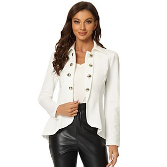 Women's Turn Down Collar Open Front High-low Hem Gothic Peplum Blazer
