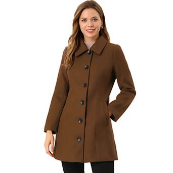 Women's Casual Winter Single Breasted Mid Length Overcoat