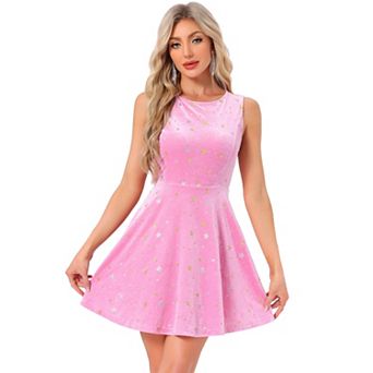 Women's Stars Velvet Round Neck Sleeveless Mini Dress